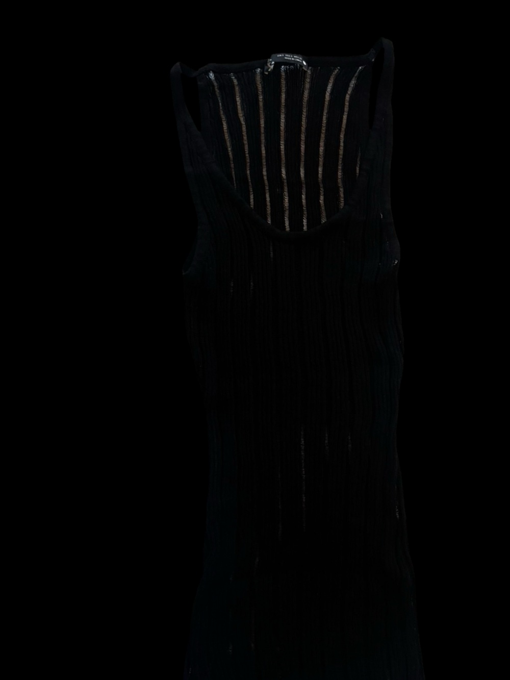 ZARA Sheer Black Striped Knit Tank